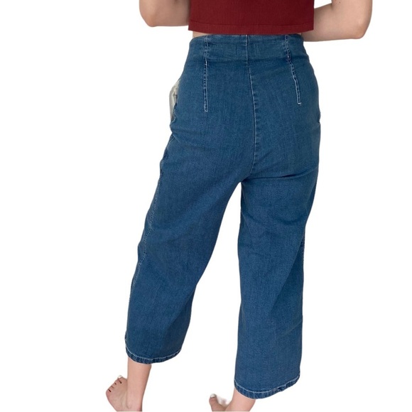 Wide Leg Barrel Jeans Womens Size Small Striped Ankle Crop Baggy Relaxed Loose - Picture 4 of 16